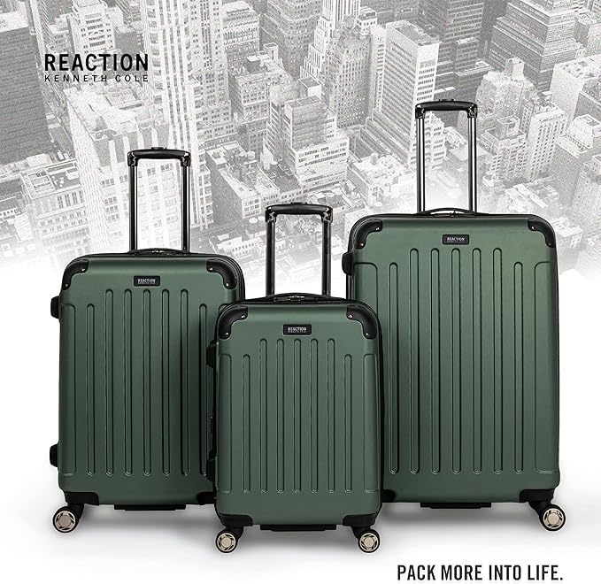 Kenneth Cole REACTION Renegade Luggage Expandable 8-Wheel Spinner Lightweight Hardside Suitcase, Cilantro, 3-Piece Set (20"/24"/28")