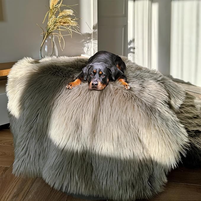 Waterproof Dog Blanket for Small, Medium & Large Dogs – Faux Fur Pet Throw for Couch, Sofa, Bed & Car – Soft, Washable, Stain-Resistant, Durable Cover – Grey – 60" x 50"