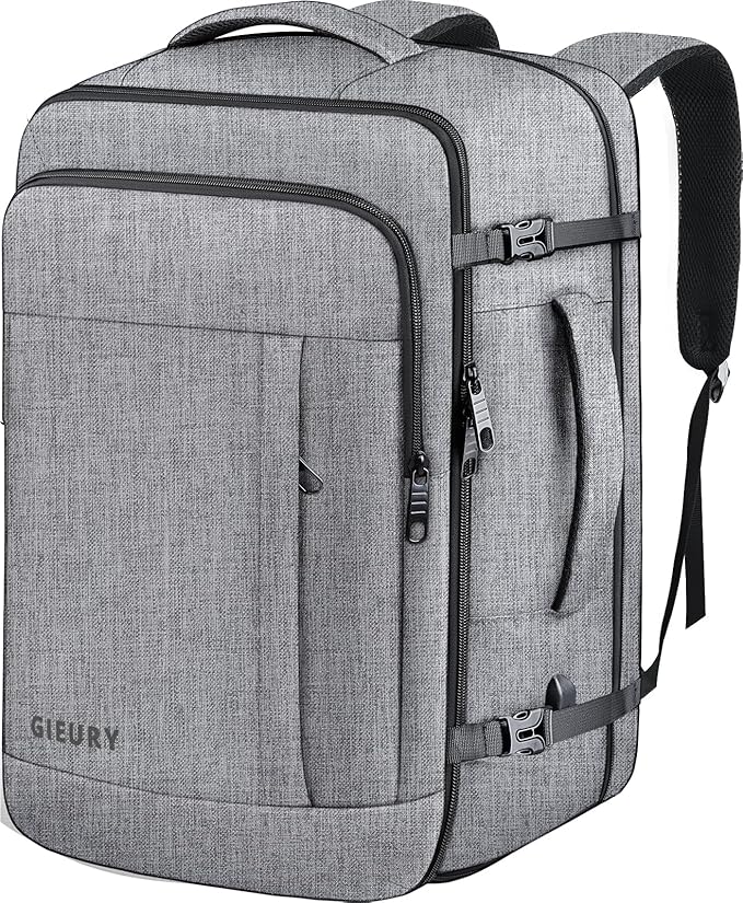 60L Backpack, Extra Large Travel Backpack for Men & Women, Expandable Big Capacity For Airplanes, Travel Gifts for Men Women, Fits 18.4 Inch Laptop, Luggage Suitcase Daypack Bag, Grey