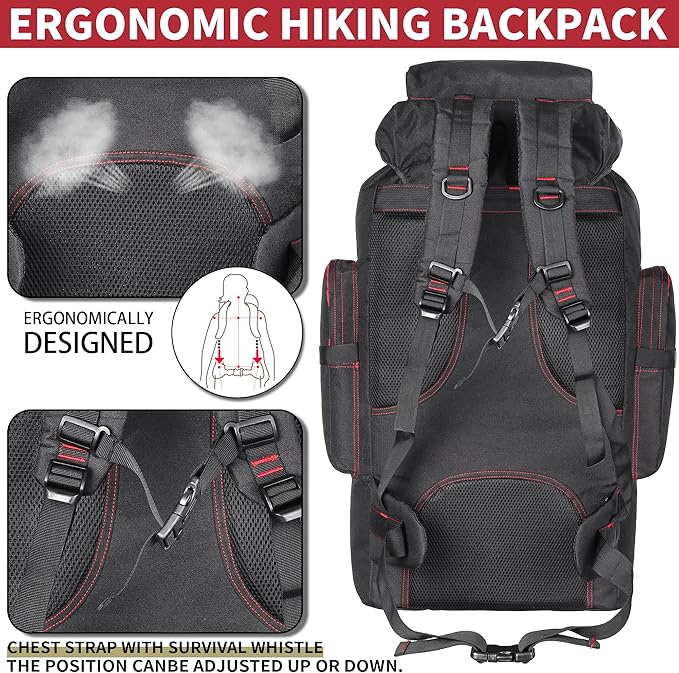 W WINTMING Hiking Backpack for Men 70L/100L Camping Backpack Military Rucksack Molle 3 Days Assault Pack for Climbing | Camping Backpack, 3 Days Assault Pack, for Climbing