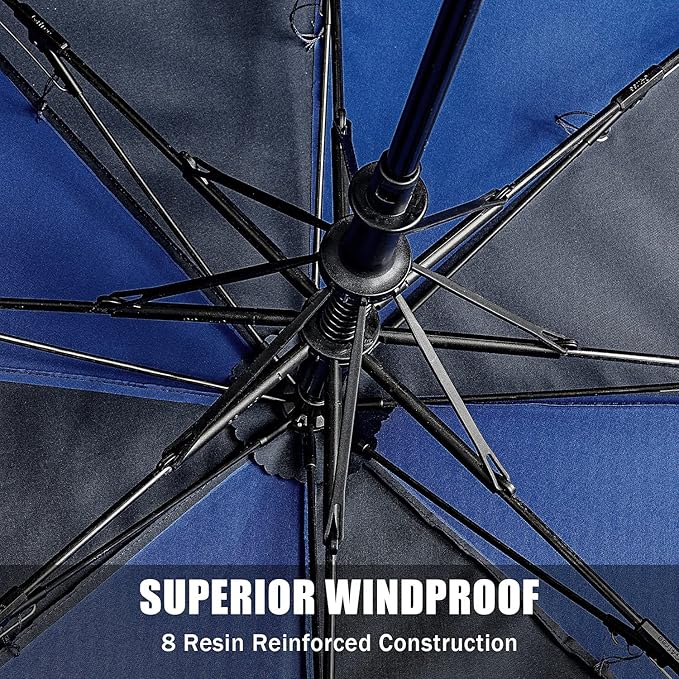 G4Free 62inch Portable Golf Umbrella Automatic Open Large Oversize Vented Double Canopy Windproof Waterproof Sport Umbrellas(Blue/Navy)