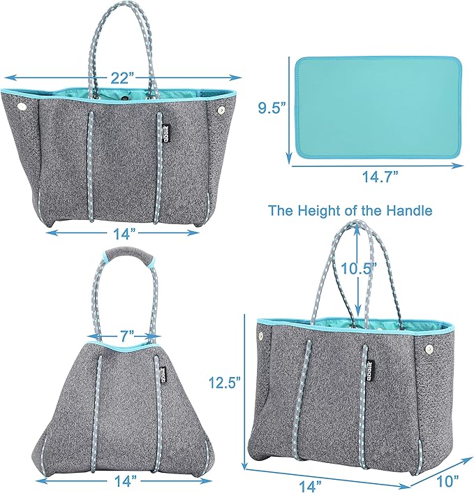 QOGiR Neoprene Multipurpose Beach Bag Tote with Inner Zipper Pocket … … … …