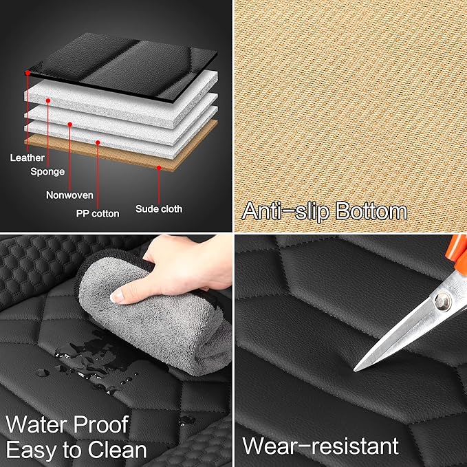 HAIYAOTIMES Leather Car Seat Covers Front Pair, Waterproof Faux Leather Seat Covers for Cars, Non-Slip Car Interior Covers Universal Fit for Most Cars Sedans Trucks SUVs, Black/Red