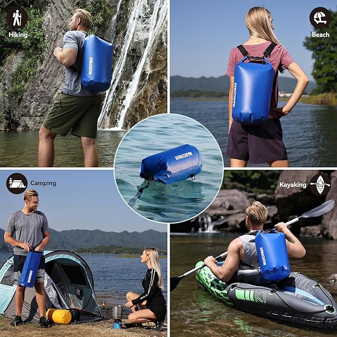 MARCHWAY Floating Waterproof Dry Bag Backpack 5L/10L/20L/30L/40L, Roll Top Sack Keeps Gear Dry for Kayaking, Rafting, Boating, Swimming, Camping, Hiking, Beach, Fishing