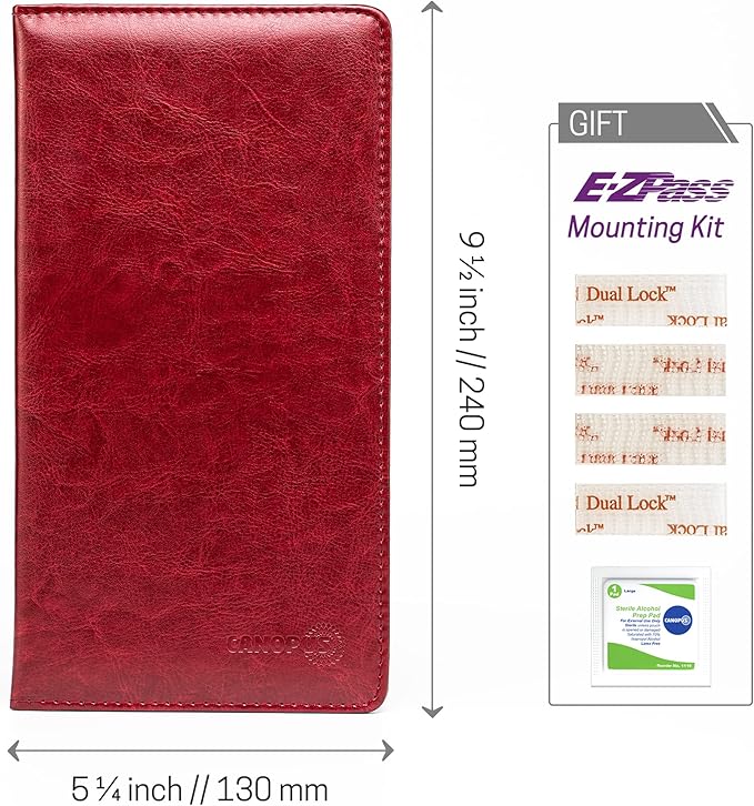 CANOPUS Car Registration and Insurance Holder, PU Leather Card Holder, Vehicle Glove Box Organizer for Auto, SUV, Truck, Red