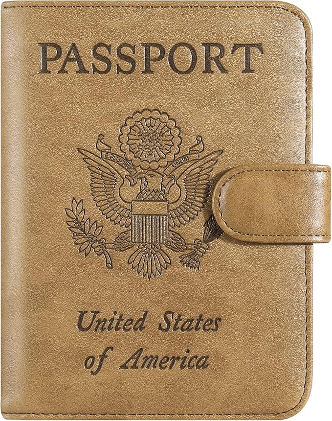 Passport Holder Cover Wallet RFID Blocking Leather Card Case Travel Accessories for Women Men (Brown)