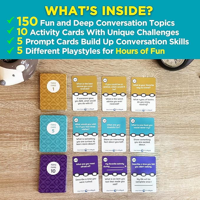 ThinkPsych Chat Chains - The Game That Connects Us | Social Skills Games | Therapy Games for Teens and Kids | Ages 8-99 | Therapy Conversation Cards | 15 Mins Playtime