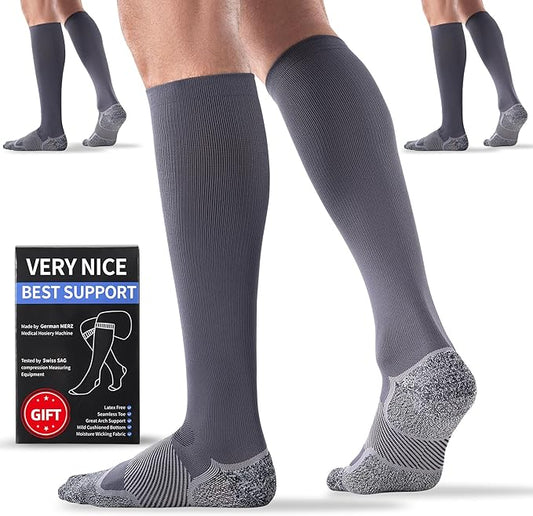 Medical Compression Socks 20-30 mmHg for Men Women (3 Pairs) - Best Support for All Day Wear, Pain Relief, Circulation