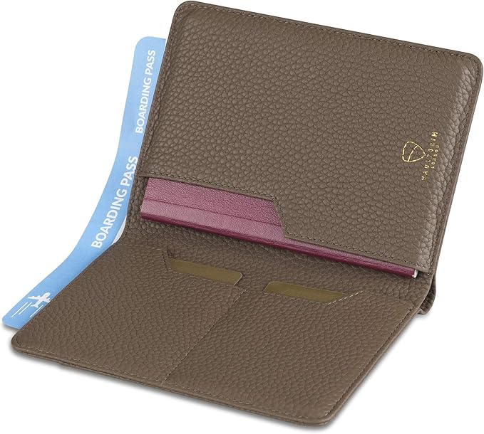 Vaultskin Leather Passport Holder, Slim RFID Blocking Travel Wallet for Men and Women, Fits Passport, Credit Cards, ID, Cash, Passport Cover Ideal Travel Accessories with Gift Box (Kensington)