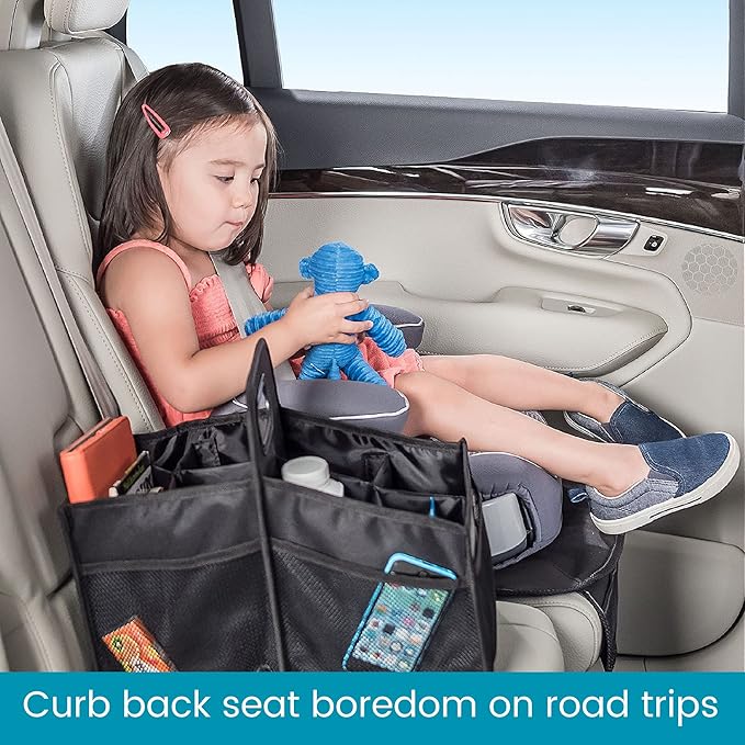 High Road Car Organizer with Cup Holder Dividers - Front Seat Organizer for Drivers or Middle Seat Car Organizer for Kids - Portable Car Caddy with Easy Carry Handle