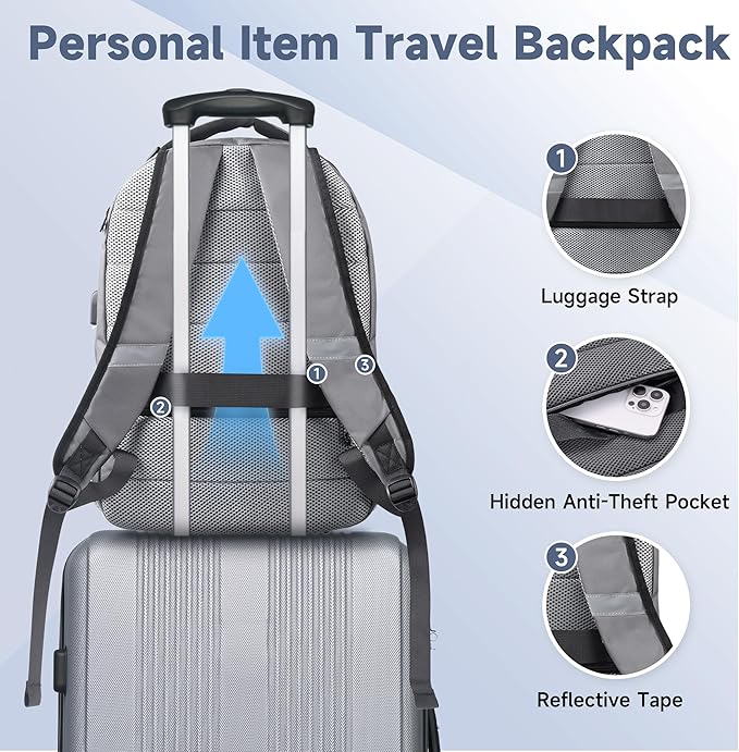 Multipocket TSA Travel Laptop Backpack for Men & Women, Anti-Theft Work Business Backpack with USB Charging Port, Airline Approved Personal Item Bag,Water-Resistant Computer Bag Fits 16 Inch Notebook