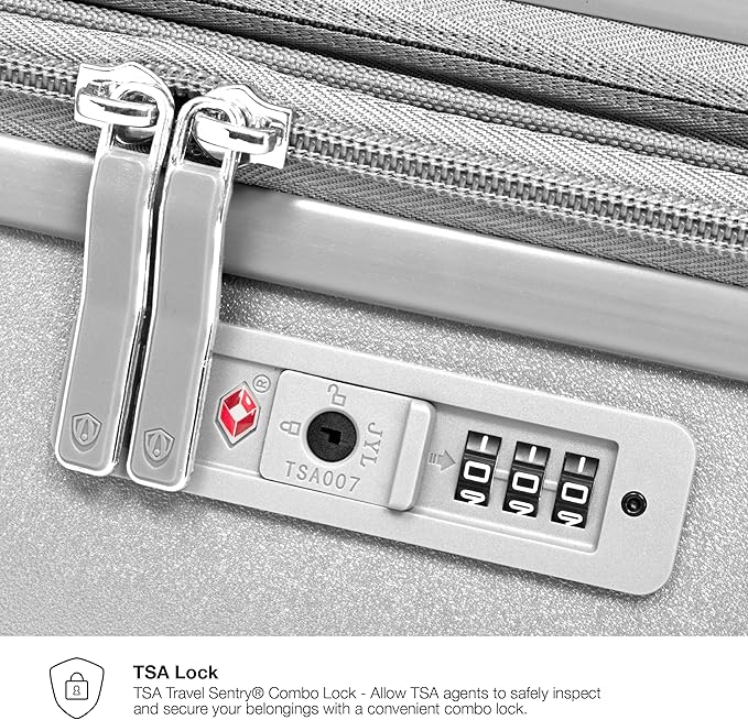 Traveler's Choice Elm Expandable Spinner Luggage Set, Matte Silver, 29" Large Checked