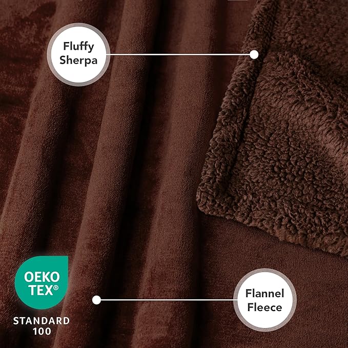 PetAmi Waterproof Dog Blanket for Queen Bed Large XL Dog Throw for Couch Cover Leakproof Furniture Protection, Sherpa Fleece, Reversible Soft Washable 90x90 Brown Brown
