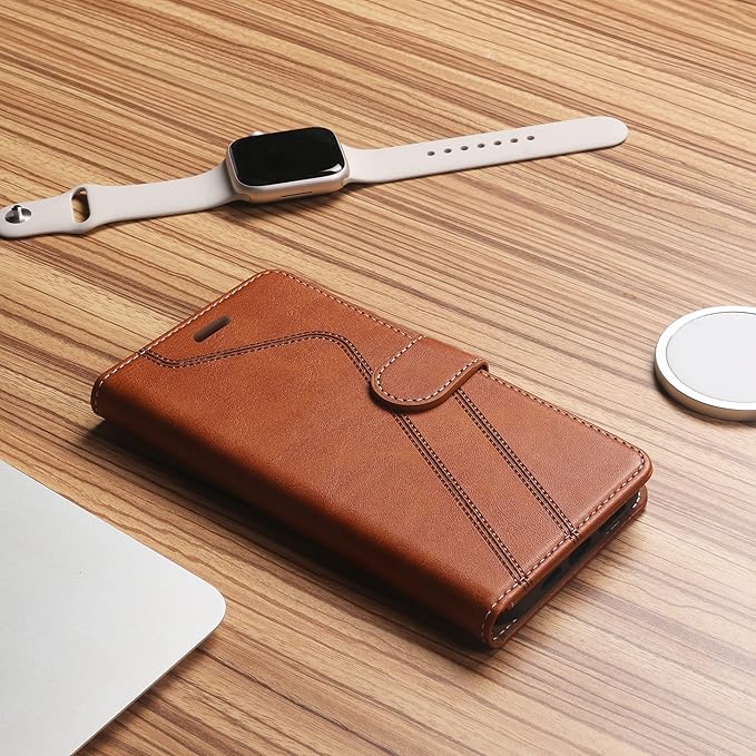 CIVICASE for iPhone 16 Pro Max Wallet Case,PU Leather Flip Case RFID Blocking Credit Card Holder Folio Magnetic Stand TPU Shockproof Cover Compatible with iPhone 16 Pro Max, Brown
