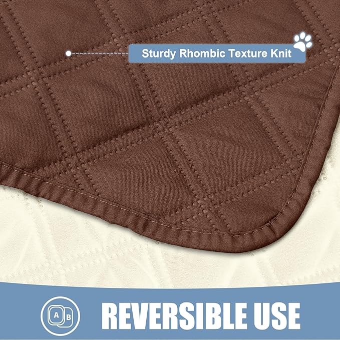 Smiry Waterproof Dog Bed Cover Pet Blanket, Soft Washable Dog Blanket for Furniture Bed Couch Sofa Reversible, Checkered (52"x82", Brown/Beige)