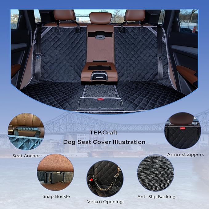 Dog Car Seat Cover Pet Back seat Cover for Dogs Rear Seat Cover Backseat Protector Auto Bench Covers Waterproof Protectors Universal Accessories fit for Cars SUVs Trucks