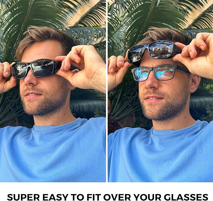 BLUE CUT Fit Over Polarized Sunglasses Solar Shield Sunglasses To Wear Over Glasses
