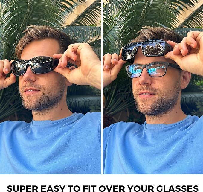 BLUE CUT Fit Over Polarized Sunglasses Solar Shield Sunglasses To Wear Over Glasses