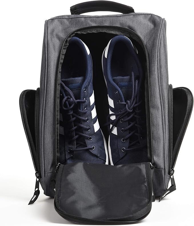 Athletico Golf Shoe Bag - Zippered Shoe Carrier Bags With Ventilation & Outside Pocket for Socks, Tees, etc. (Gray)