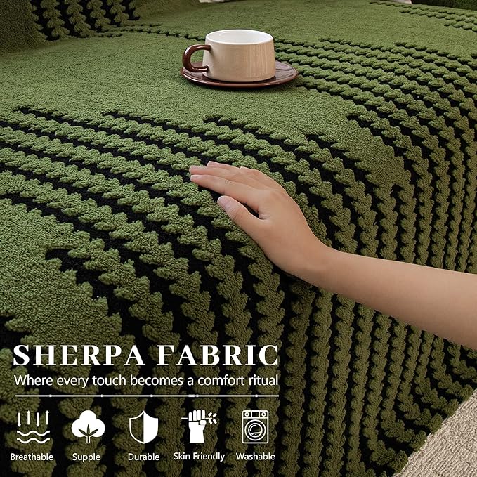 Non Slip Couch Covers for Cushion Couch Sofa, Pet Friendly Sofa Covers Washable, Heavy Duty Scratch Resistant Furniture Cover for Dogs, 71" x 91", Green