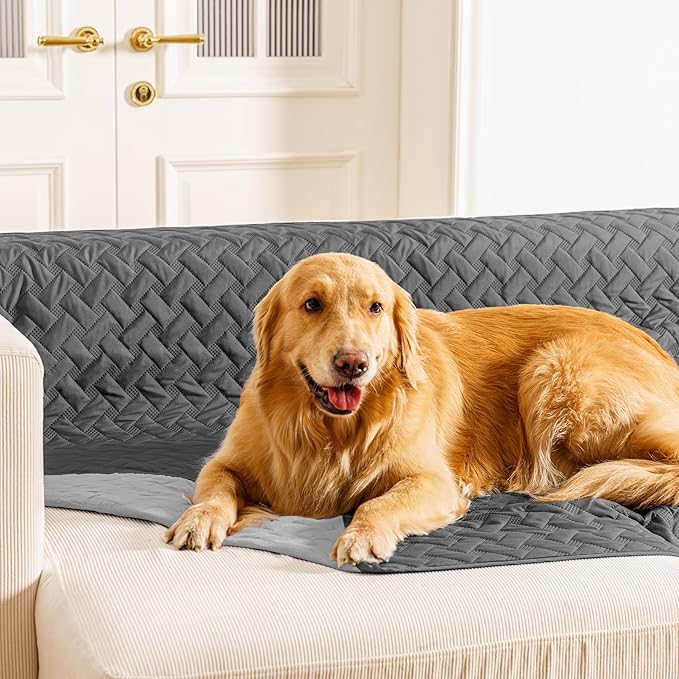 gogobunny 100% Double Sided Waterproof Dog Blanket Soft Pet Bed Cover Reversible Protect Furniture Couch Sofa Car for Puppy Cat Kids (Dark Grey/Light Grey, 30x30 Inch (Pack of 1))