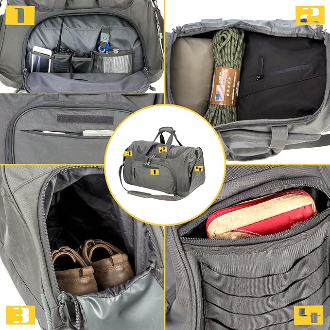 Gym Bag Duffle Bags for Men Women with Shoes Compartment Sport Weekend Travel Overnight Carry On Bag for Tactical Military Travel Work Out Bags (2.0 Grey)