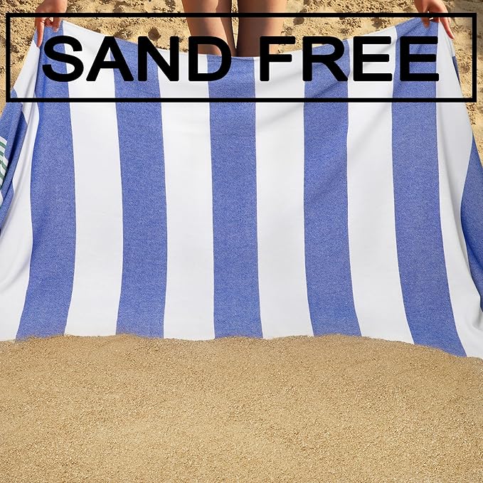 Beach Towel 2 Pack, Sand Free Oversized 39 x 72, Turkish Quick Dry Towel, Lightweight Pool Travel Towel, Cool Beach Essentials Super Absorbent