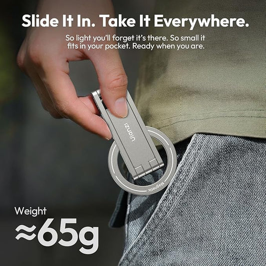 ULANZI MA60 Magnetic Phone Tripod Stand for iPhone - Aluminium Smartphone Mini Tripod Pocket Cell Phone Stand Strong Magnet Quick Mount Compatible with iPhone 16 15 14 13 13 Series, Silver