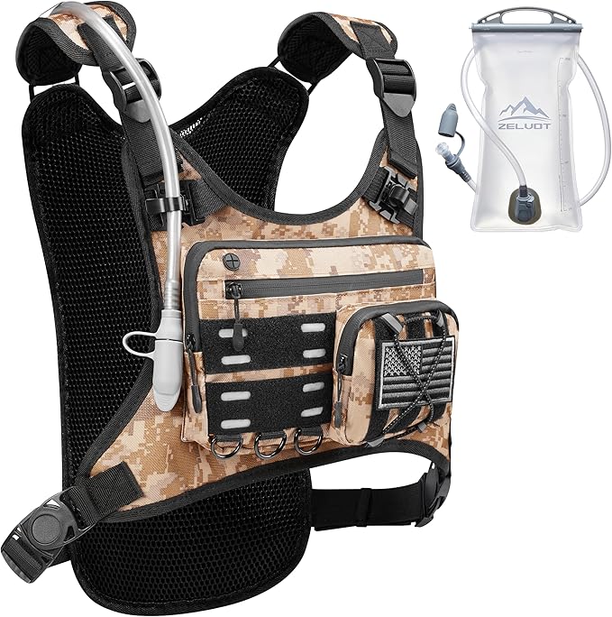 Running Vest with 2L Water Bladder, Hydration Pack, USA Original Patent, Lightweight Hydration Backpack with Gear Holder, Reflective Chest Pack for Men Women for Marathon Hiking