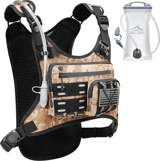 Running Vest with 2L Water Bladder, Hydration Pack, USA Original Patent, Lightweight Hydration Backpack with Gear Holder, Reflective Chest Pack for Men Women for Marathon Hiking