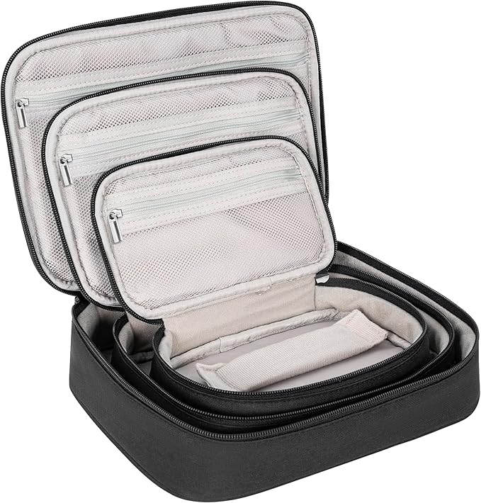 AKOZLIN Padded 3pcs/set Travel Organizer Office Cord Cable Electronics Accessories Bag Electrical Cord Management Case Black