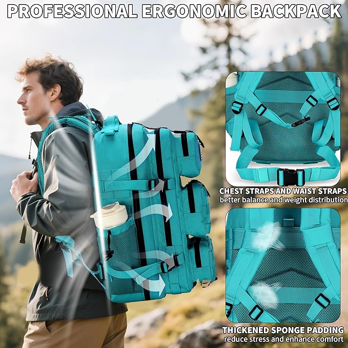 55L Tactical Backpack Heavy Duty Military Rucksack Molle Backpack 3 Day Assault Pack for Work Outdoors