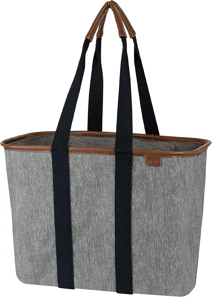CleverMade EcoBasket Reusable Grocery Tote - Collapsible Storage Shopping Organizer - Heavy Duty Utility Bag Home
