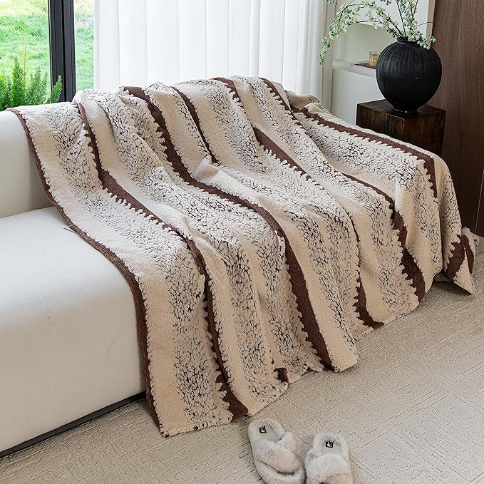 Sherpa Fleece Couch Cover for 3 Cushion Sofa, Brown, 71" x 134" - Pet Proof Sofa Covers Heavy Duty Scratch Resistant Pet Friendly Furniture Cover - Easy Install, Machine Washable