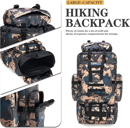 HongXingHai 100L Camping Hiking Backpack,Molle military Tactical rucksack backpack,Waterproof Lightweight Hiking Backpack (BlueCp)