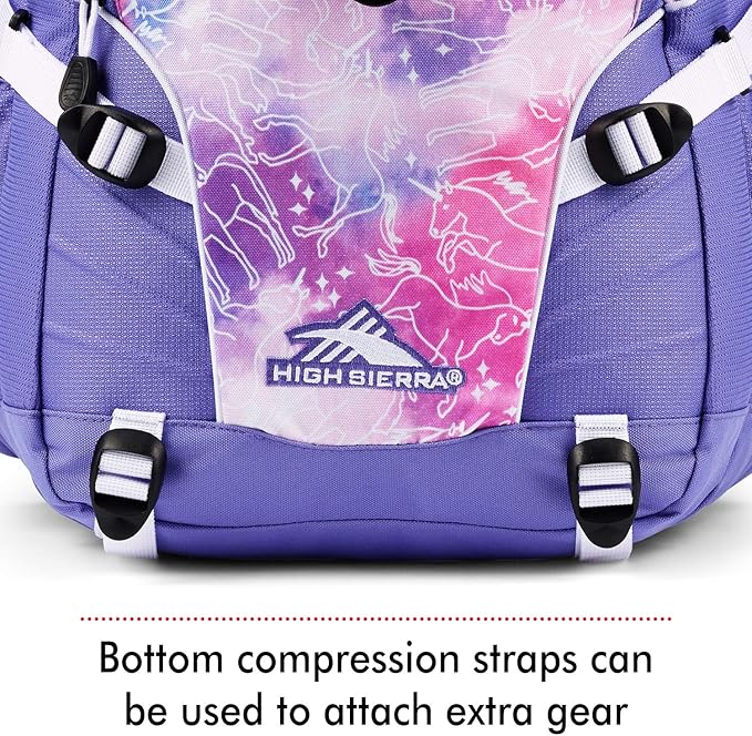 High Sierra Loop Backpack, Travel, or Work Bookbag with tablet sleeve, One Size, Unicorn Clouds/Lavender/White