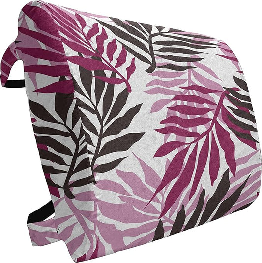 Ambesonne Exotic Lumbar Pillow, Tropical Rain Forest Jungle Leaves Forest Hawaiian Beach Theme Print, Soft Back Cushion for Office Chairs with Adjustable Straps, 14" x 13", Seal Brown Pale Pink