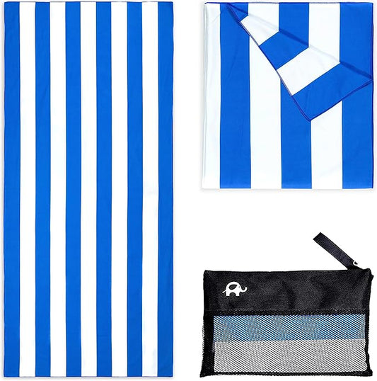 Quick Dry Towel Extra Large 78x35 Inch - Microfiber Beach Towel - Perfect for Beach, Travel, Swimming, Pool, Yoga, Hiking, Camping - Lightweight, Fast Drying, Compact for Adults (Cabana Blue)