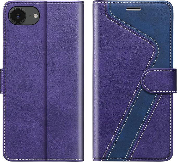 CIVICASE for iPhone 16E/SE4 2025 Wallet Case,PU Leather Flip Case RFID Blocking Credit Card Holder Folio Magnetic Stand TPU Shockproof Cover Compatible with iPhone 16E/SE4, Purple Blue