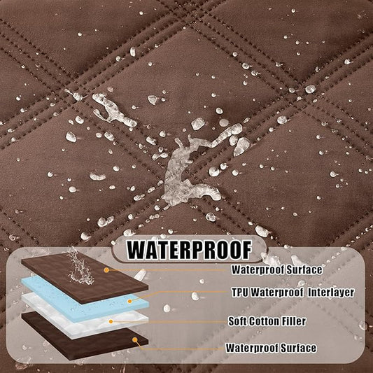 Smiry Waterproof Dog Bed Cover Blanket 82x102, Soft Reversible Pet Blanket, Washable Leakproof Cats Dogs Couch Cover for Sofa, Couch, Furniture, Lattice, Brown/Chocolate