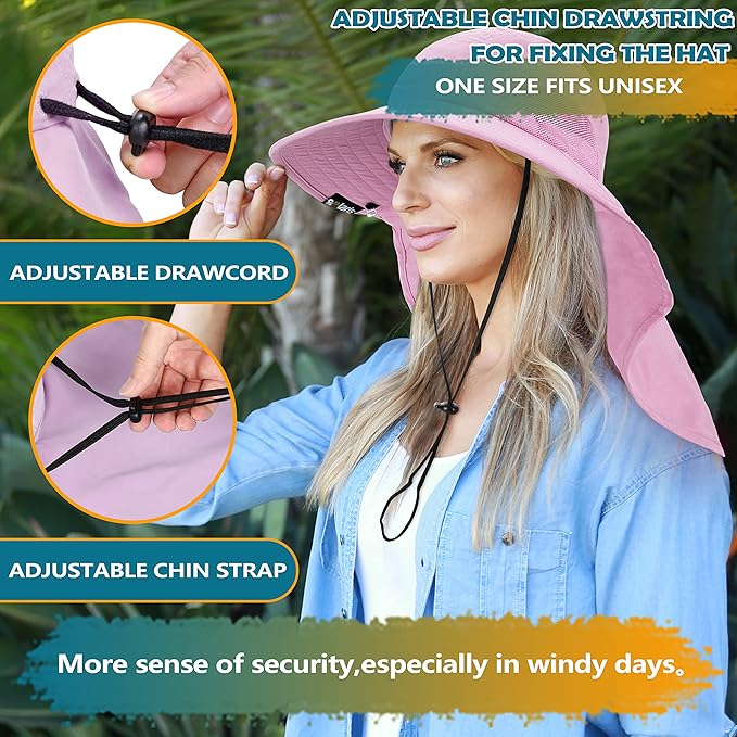 Solaris Sun Hat with Neck Flap, UPF 50 Sun Protection Lightweight Sun Cap for Men Women, Wide Brim Hat for Fishing Hiking