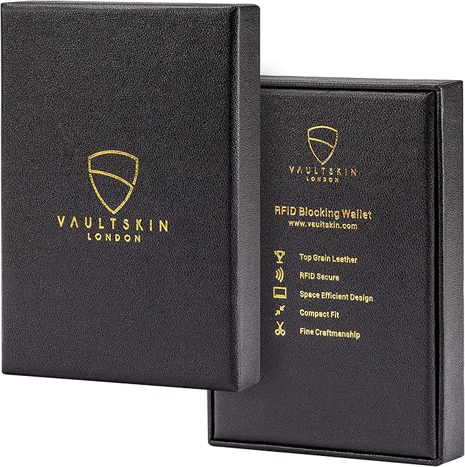 Vaultskin MANHATTAN Slim RFID Blocking Bifold Leather Wallet for Men - Minimalist Front Pocket Card Holder, Holds 9 Cards & Cash, Premium Italian Leather