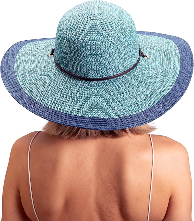 Sloggers Women's Wide Brim Braided Sun Hat with Wind Lanyard - UPF 50+ Maximum Sun Protection