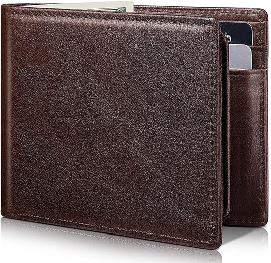 Artpaxy Mens Wallet Bifold Genuine Leather RFID Blocking Wallet for Men with 2 ID Windows 12 Card Holders 2 cash pockets 1 Gift Box
