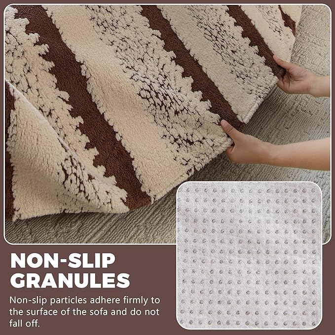 Sherpa Fleece Oversized Couch Cover for 3-4 Cushion Sofa, Brown 71" x 150" - Pet Proof Sofa Covers Heavy Duty Scratch Resistant Pet Friendly Furniture Cover - Easy Install, Machine Washable