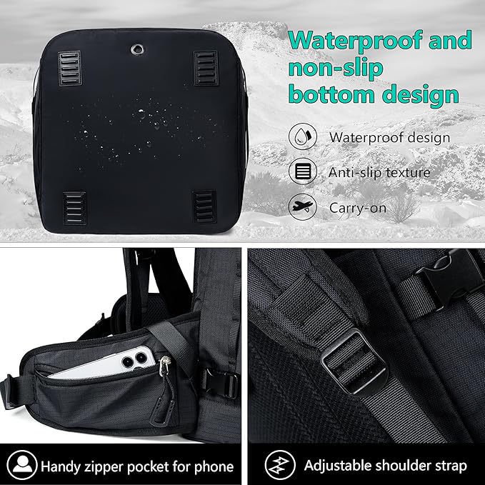 Ski Boot Bag, 55L/70L Waterproof Ski and Snowboard Boots Travel Backpack for Skis, Snowboard, Ski Helmet, Goggles, Gloves & Accessories