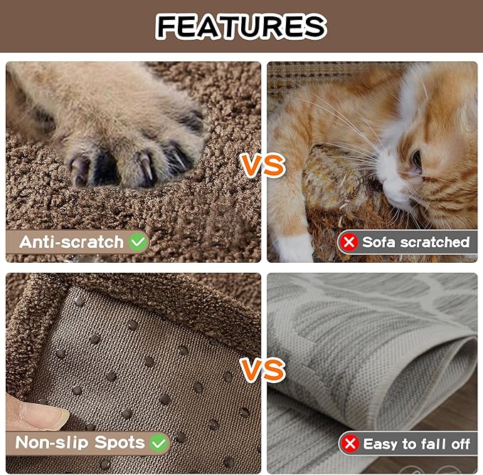 MEETSKY Couch Cover for 3 Cushion Sofa Washable, Cat Scratch Proof Sofa Covers, Furniture Protector Oversized L Shape Brown Sofa Slipcovers Sectional Big Couch Covers for Dogs Pets, 71" x 150"