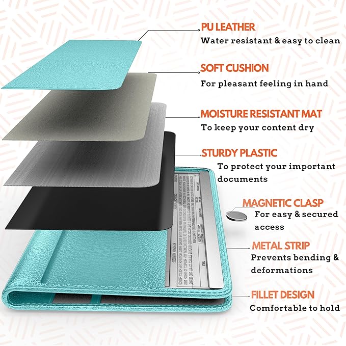 Car Registration and Insurance Card Holder, Premium PU Leather Glove box Organizer for Licence, Cards & Essential Documents in your Glove compartment, a Car Wallet for all Vehicle needs:Blue