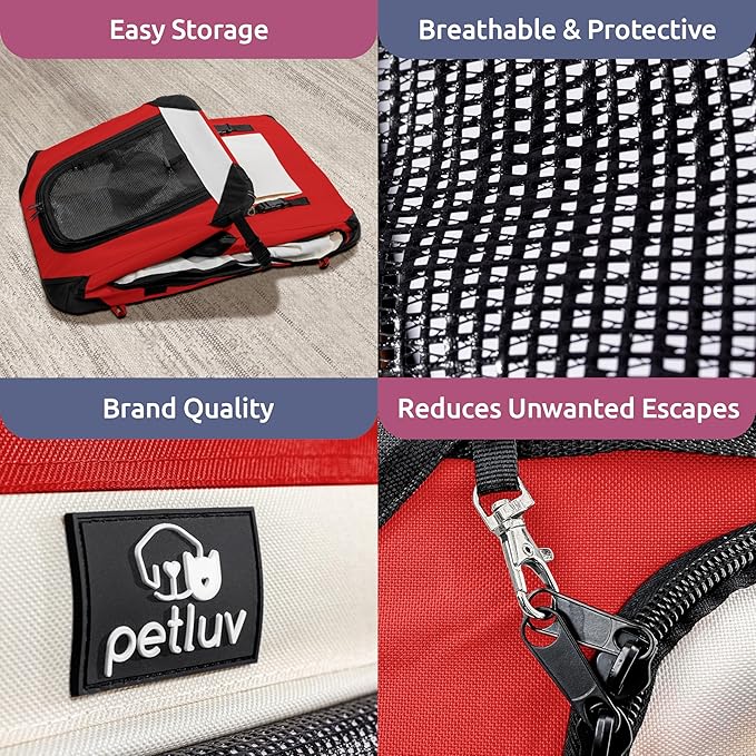 Cat & Dog Pet Carrier, Soft-Sided, Medium 20"x13"x13" Fits Most Cats or Small Dog, Comfortable for Travel & Vet Visits, Privacy Windows, Removable Plush Bed, Locking Zippers, Folds Flat