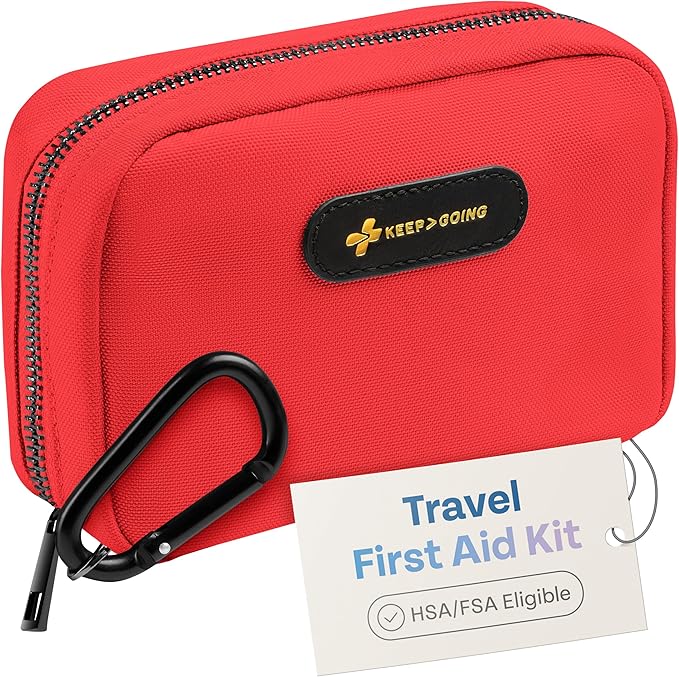 KeepGoing Travel First Aid Kit for Car, Home, Hiking, Camping and Outdoor Emergencies - First Aid Kit Travel Size TSA-Approved